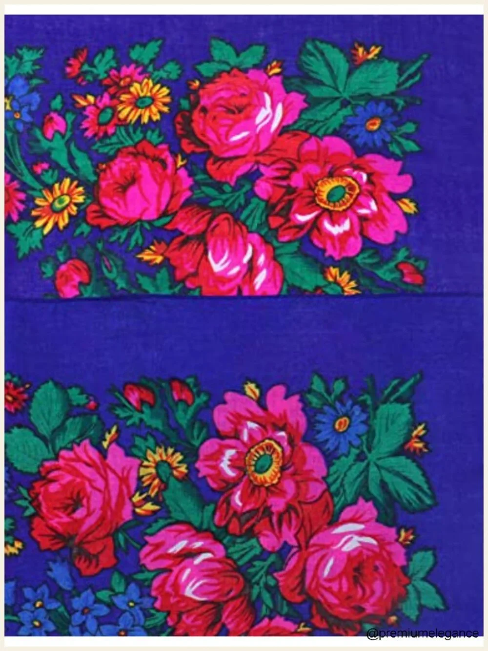 Square Floral Print Acrylic Head Scarf Bandana Babushka Silk-Like Shawl for